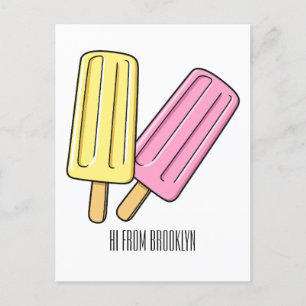 Ice Pop Cartoon Illustration Postkarte