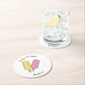 Ice Pop Cartoon Illustration Runder Pappuntersetzer (Vor Ort)