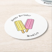 Ice Pop Cartoon Illustration Runder Pappuntersetzer (Angewinkelt)