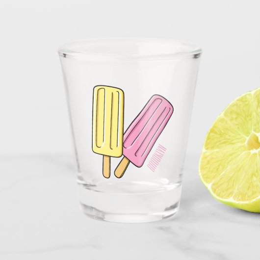 Ice Pop Cartoon Illustration Schnapsglas (Vorderseite)