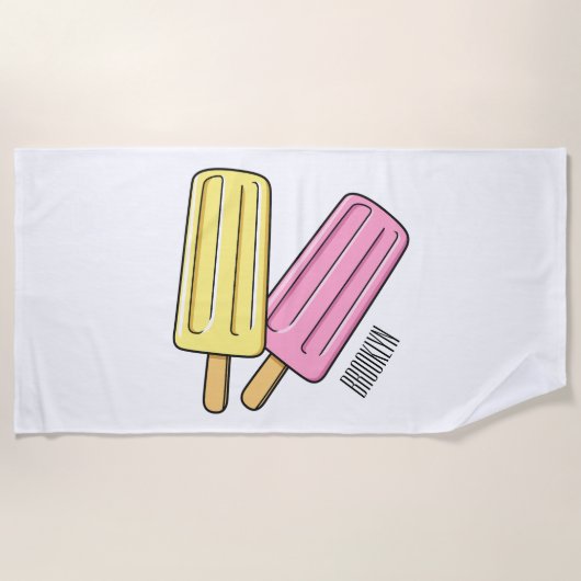Ice Pop Cartoon Illustration Strandtuch (Vorderseite)