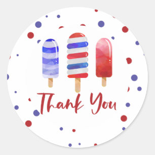 Ice Pops One Red White Blue Danke Runder Aufkleber