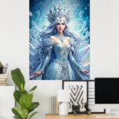Ice Queen Fantasy – Winter Goddess Portrait Art Poster (Heimbüro)