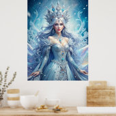 Ice Queen Fantasy – Winter Goddess Portrait Art Poster (Küche)