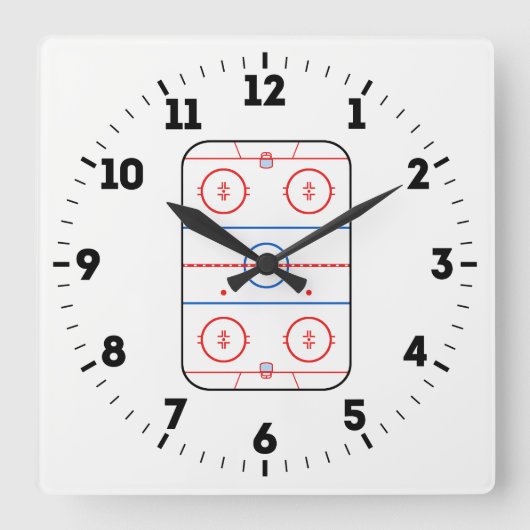 Ice Rink Diagram Hockey Game Decor Quadratische Wanduhr (Vorderseite)
