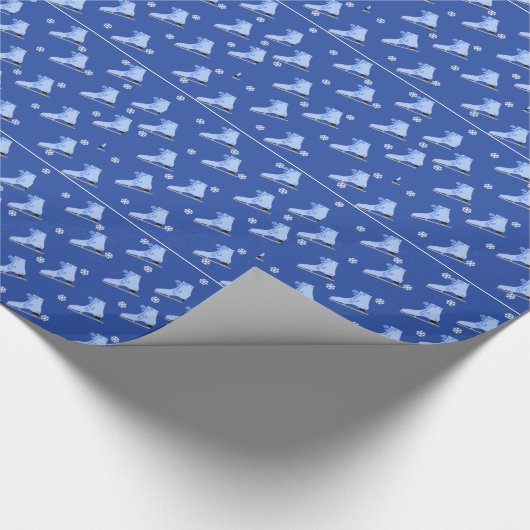 Ice Skate Blue Wrapping Paper Geschenkpapier (Ecke)