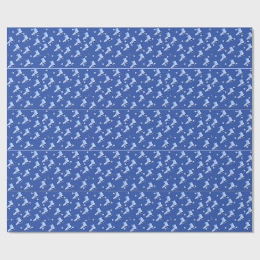 Ice Skate Blue Wrapping Paper Geschenkpapier (Flach)
