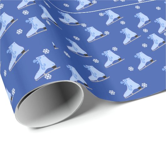 Ice Skate Blue Wrapping Paper Geschenkpapier (Rolleneckpunkt)