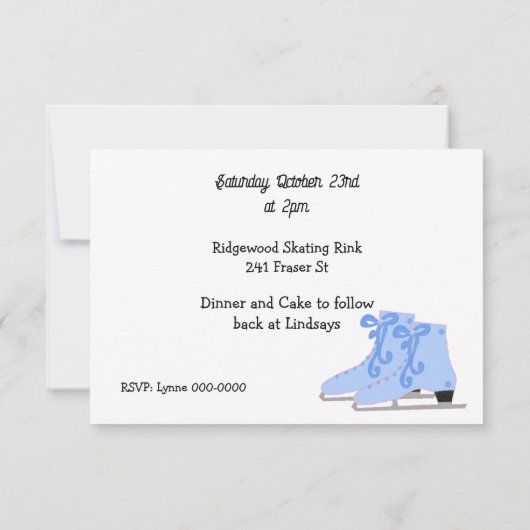 Ice Skate Geburtstagsparty Einladung (Rückseite)