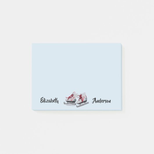 Ice Skate hellblaue Figur Skaten Post-it Klebezettel (Vorderseite)