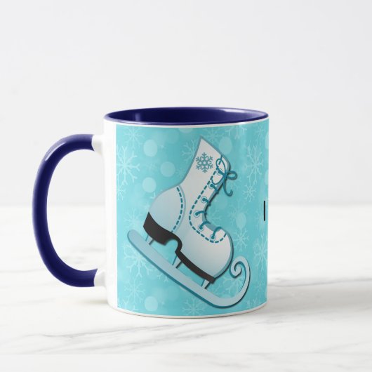 Ice Skate I Skate Personalized Mug Cup in Blue Tasse (Links)