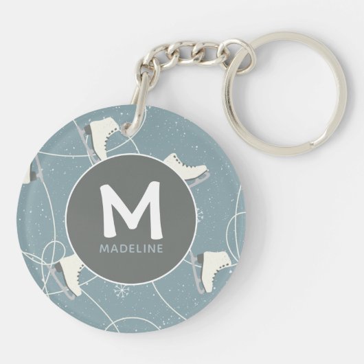 Ice Skate Muster Personalisiert Schlüsselanhänger (Rückseite)