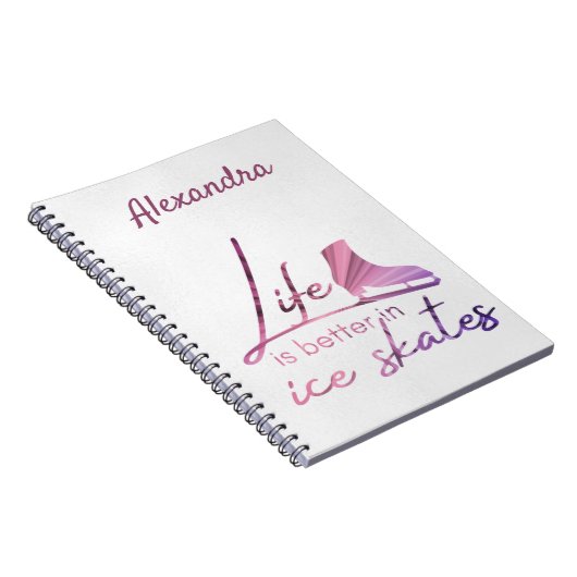 Ice Skate Notebook Leben besser Skate rosa Explosi Notizblock (Rechte Seite)