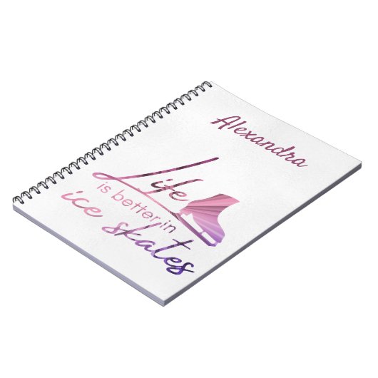 Ice Skate Notebook Leben besser Skate rosa Explosi Notizblock (Linke Seite)