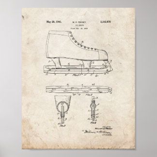 Ice Skate Patent - Altes Aussehen Poster