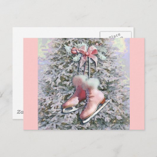 ICE-SKATE von SHARON SHARPE in PINK Postkarte (Vorne/Hinten)