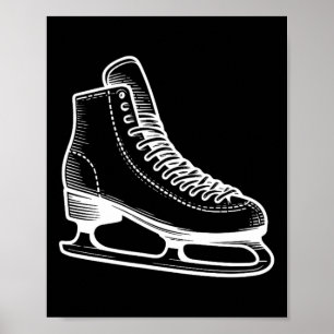 Ice Skate Winter Sports Line Kontur Zeichnend Poster
