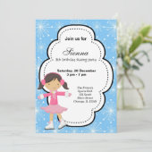 Ice Skaten Birthday (Blau) Einladung (Stehend Vorderseite)