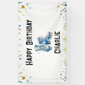 Ice Skaten Birthday Blue Gold Party Banner (Vertikal)