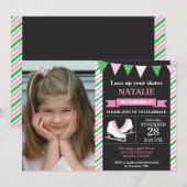 Ice Skaten Birthday Einladung 1. Geburtstag Party (Vorne/Hinten)