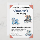 Ice Skaten Birthday Einladung - Eishockey-Party (Vorderseite)