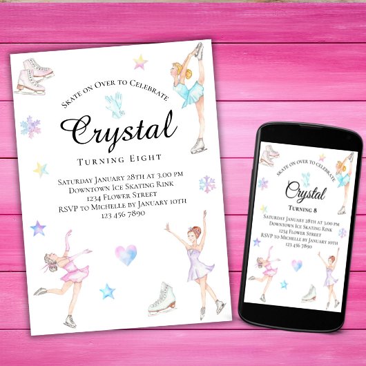 Ice Skaten Birthday Einladung, Ice-Skaten-Party Einladung