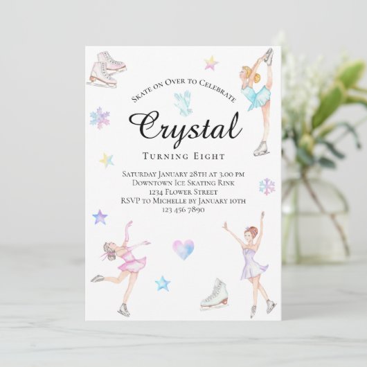 Ice Skaten Birthday Einladung, Ice-Skaten-Party Einladung (Stehend Vorderseite)
