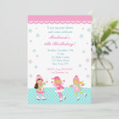 Ice Skaten Birthday Einladungen (Stehend Vorderseite)