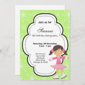 Ice Skaten Birthday (grün) Einladung (Vorne/Hinten)