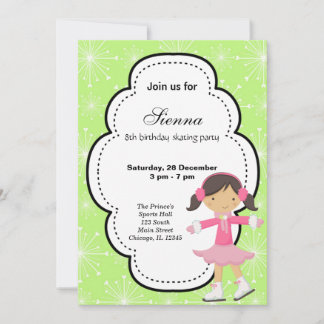 Ice Skaten Birthday (grün) Einladung