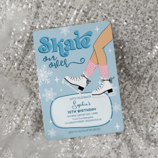 Ice Skaten Birthday Invite Winter Skate Party Einladung