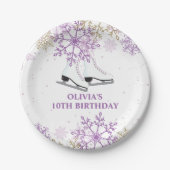 Ice Skaten Birthday Lila und Gold Snowflake Pappteller (Vorderseite)