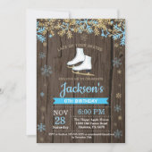 Ice Skaten Birthday Party Blauer Skate Einladung (Vorderseite)