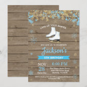 Ice Skaten Birthday Party Blue Skate Einladung (Vorne/Hinten)