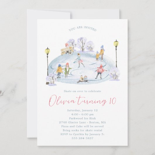 Ice Skaten Birthday Party Einladung (Vorderseite)