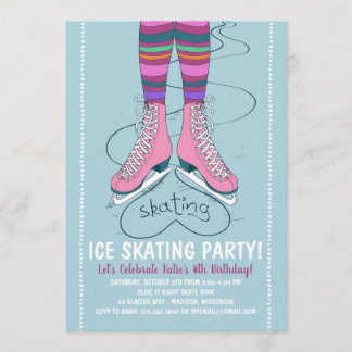 Ice Skaten Birthday Party Einladung