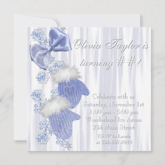 Ice Skaten Birthday Party Einladungen (Rückseite)