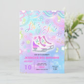 Ice Skaten Birthday Party Gefärbte Krawatte Glow S Einladung (Stehend Vorderseite)