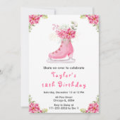 Ice Skaten Birthday Party Pink Einladung (Vorderseite)