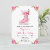 Ice Skaten Birthday Party Pink Einladung (Stehend Vorderseite)