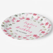 Ice Skaten Birthday Party Pink Pappteller (Schrägansicht)