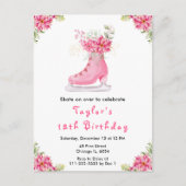 Ice Skaten Birthday Party Pink Postkarte (Vorderseite)