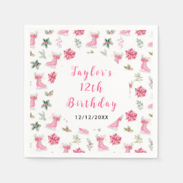 Ice Skaten Birthday Party Pink Serviette