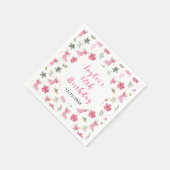 Ice Skaten Birthday Party Pink Serviette (Ecke)