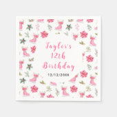 Ice Skaten Birthday Party Pink Serviette (Vorderseite)