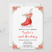 Ice Skaten Birthday Party Red Einladung (Vorderseite)