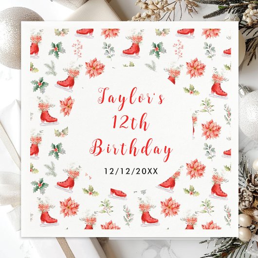 Ice Skaten Birthday Party Red Serviette