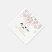 Ice Skaten Birthday Pink Gold Schneeflocken Serviette (Ecke)