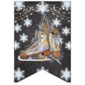 Ice Skaten Birthday Silver Glitzer Wimpelkette (Erste Fahne)