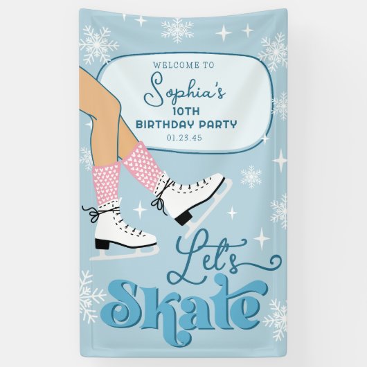 Ice Skaten Birthday Winter Skate Party Willkommen Banner (Vertikal)